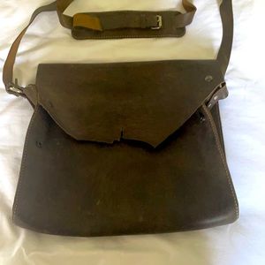 Vintage handmade leather laptop bag